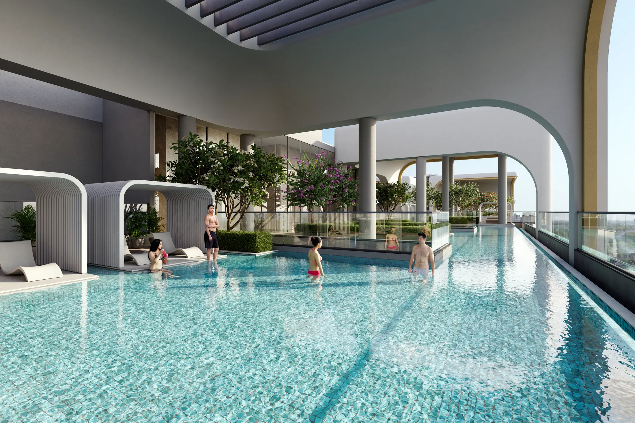 The rooftop sky garden infinity pool — artist's impression
