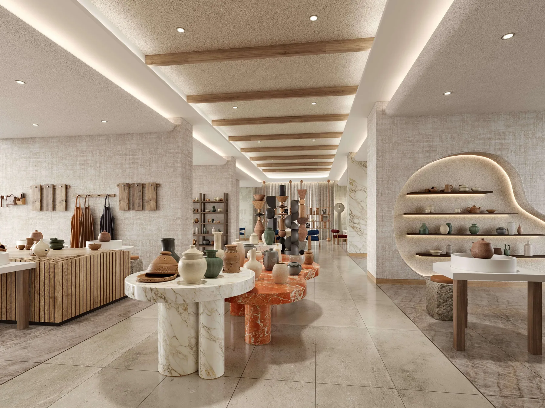 The art and pottery studio under the towers — artist's impression