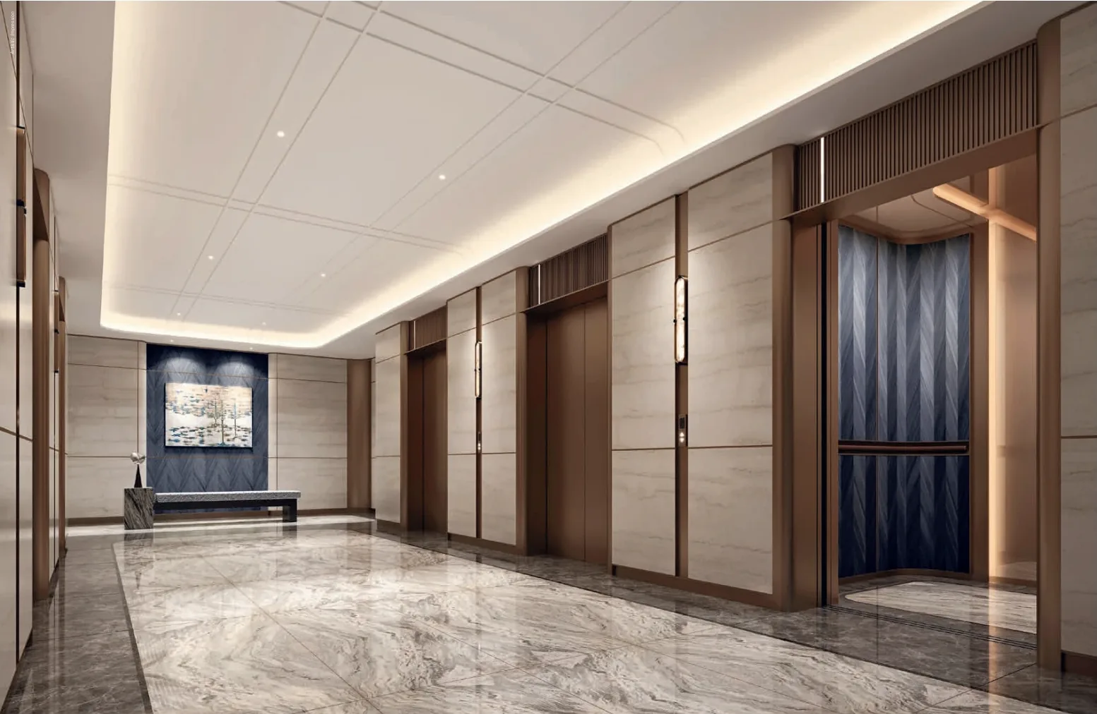The grand lift lobby in Tower A — artist’s impression
