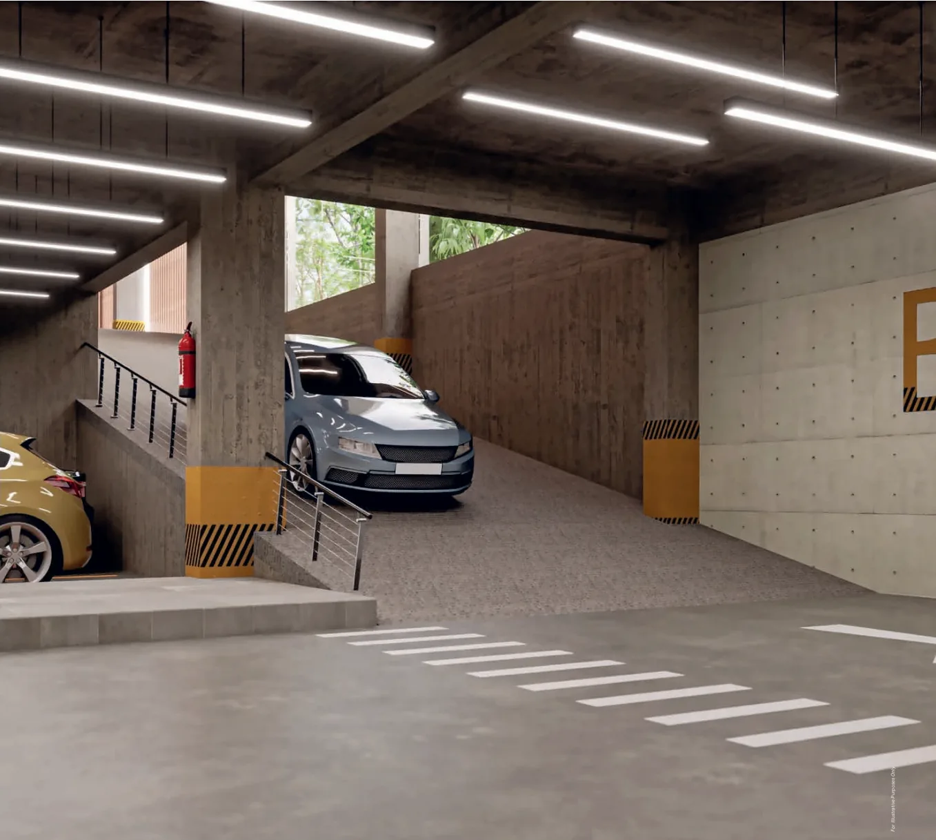 The basement parking ramp — artist’s impression