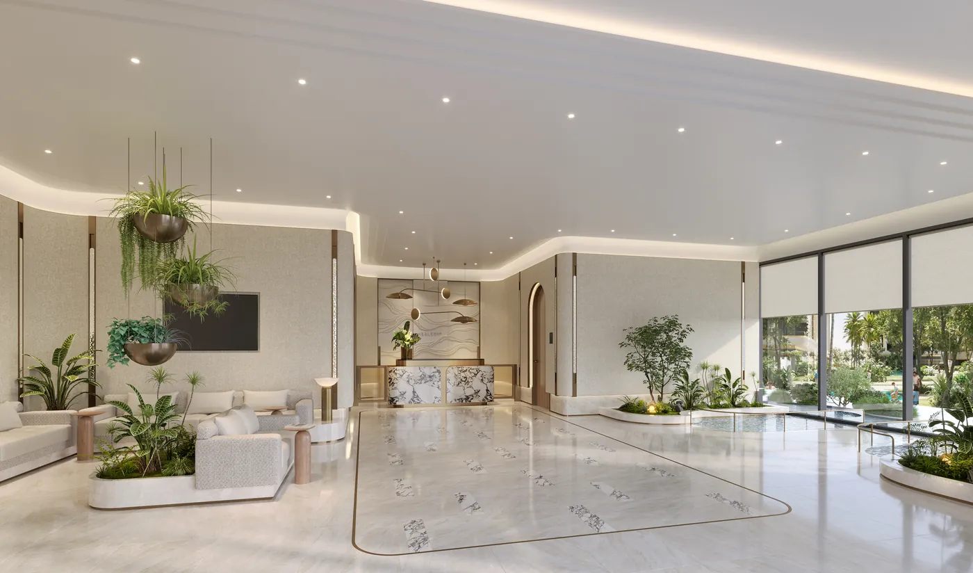 The medical clinic’s reception, planted and daylit — artist’s impression